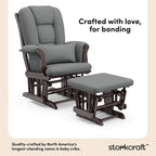 Storkcraft Tuscany Glider and Ottoman with Lumbar Pillow, Espresso/Gray | GREENGUARD Gold Certified, Bonus Lumbar Cushion Included, Solid Wood Base, Smooth Motion, Award-Winning Nursery Rocking Chair
