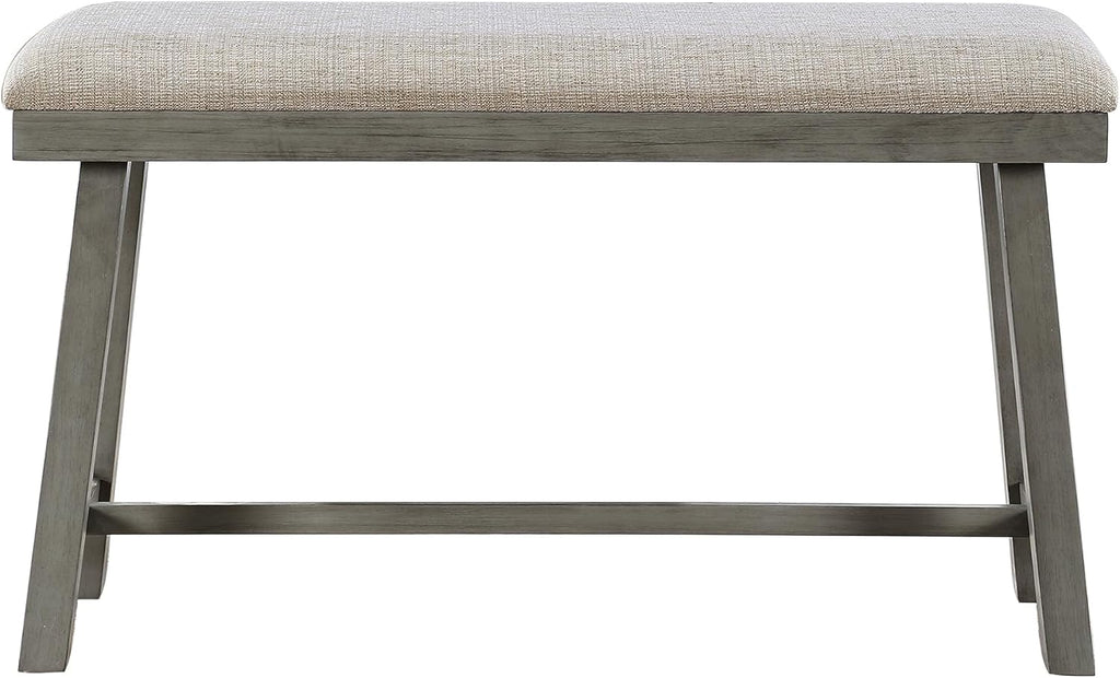 Lexicon Counter Height Bench for Dining Room Table, 41.5" Wood Bench with Grey Padded Seat for Home and Kitchen, Indoor Wooden Bench for Dining Room, Kitchen Bench, Dining Bench, Easy Assembly, Grey
