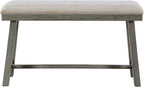 Lexicon Counter Height Bench for Dining Room Table, 41.5" Wood Bench with Grey Padded Seat for Home and Kitchen, Indoor Wooden Bench for Dining Room, Kitchen Bench, Dining Bench, Easy Assembly, Grey