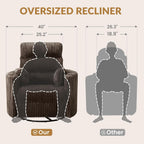 SUNWAVE 40" Oversized Power Nursery Rocking Recliner Barrel Chair, Swivel Nursing Chair with Electric Headrest & Anti-Pinch, Lay-Flat Corduroy Rocking Chair Nursery with USB/Type-C