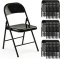 Metal Folding Chairs 30 Pack All Steel Metal Frame Portable Commercial-Grade Foldable Chair with Double Hinged for Office Wedding Party Patio Dinning Events,Onyx Black