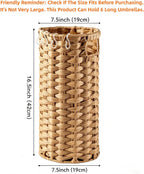 Rattan Umbrella Stand for Entryway,Hand-Woven Umbrella Holder Indoor with Doormat, Removable Drip Tray & 4 Hooks,Waterproof Umbrella Storage Basket