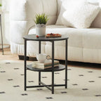 Round Wooden Tray Side Table, Foldable Metal Frame Coffee Table, Snack Tray, Living Room Coffee Table, Suitable for Bedrooms, Studies, Living Rooms and Terraces, 22" W x 22" D x 26" H (Black)