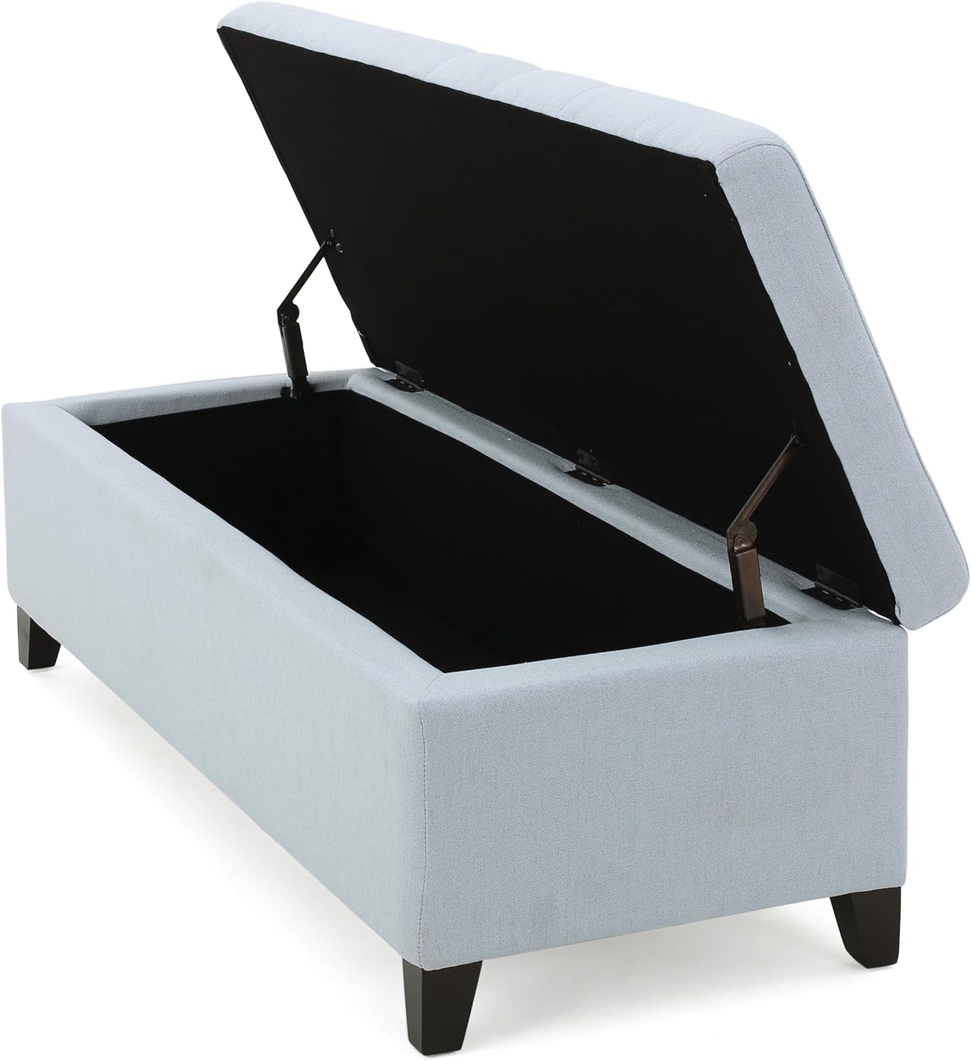 Storage Ottoman Bench, End of Bed Ottoman Bench Legs, Upholstered Entryway Storage Bench, for Bedroom, Living Room, Holds up to 250 lb, Beige (Light Sky)