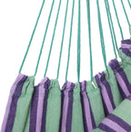 Galvanized Pipe Cut 130 * 100cm Green Strip Polyester Cotton Cushion Hanging Chair with 2pcs Cushion