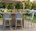 PURPLE LEAF Oversized Outdoor Counter Height Bar Stools Set of 2 26" French Bar Height Stool Bamboo Print Finish Patio Bar Stools with Back Rattan for Garden Kitchen, Light Blue