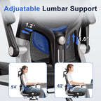 marrap Ergonomic Office Chair, Mesh Seat Cushion with 3D Armrests and 3D Headrest, Adjustable Lumbar Support with 90-120° Rocking Function for Home Office, Black