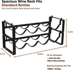Wine Rack for Countertop – Stackable Freestanding Bottle Organizer for Kitchen, Pantry, Bar Cabinet & Small Spaces – Compact Metal Shelf & Modular Storage Stand (2 Tier)