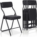 4 Pack Padded Folding Chairs, Foldable Chairs with Thick Cushion & Backrest, 350 lbs Portable Folding Chairs with Steel Frame for Dining Office Party Wedding Indoor Outdoor, Black