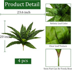 4Pcs Fake Ferns,Faux Outdoor Plants UV Resistant,3D Real Touch Fake Plants Total 60 Blades,Weatherproof Artificial Plants Outdoor Indoor for Garden Porch Home Office Living Room Decor