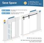 Bifold Doors for 30"×80-3/4" Opening, 3-Lite Tempered Frosted Glass Closet Folding Barn Door Slab with Concealed Hardware Kit Included, MDF Wood Panel, Easy Assembly, Black
