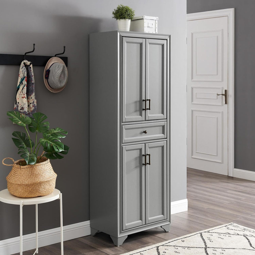 Maykoosh Kitchen Pantry Cabinet - Large Storage, Adjustable Shelves, Distressed Gray Finish