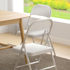 Nazhura 4 Pack Folding Chairs with Padded Vinyl Cushion Chairs with Comfortable Cushion and Durable Steel Frame for Home and Office, for Indoor and Outdoor Events (White, Vinyl)