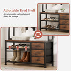 Lulive Hall Tree with Bench and Shoe Storage, 31.5" Coat Rack Freestanding with 2-Tier Storage Shelf, 6-in-1 Entryway Bench Coat Rack with 12 Hooks and 3 Drawers(Rustic Brown)
