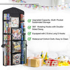 Christmas Wrapping Paper Organizer Storage, Hanging Gift Bag Storage Organizer, Double-Sided Wrapping Paper Holder Storage - Black