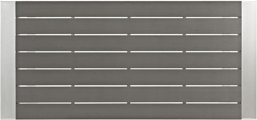 Modway Shore Aluminum Outdoor Patio 60" Rectangle Bar Table in Silver Gray