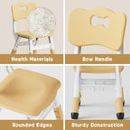 Brelley Kids Chairs (2pcs) Height Adjustable Toddler Chairs for Table, for Indoor & Outdoor Use Classroom/Daycare/Home for Ages 3-8, 180lbs High Bearing Toddler Chair, CPC & CE Approved- Beige