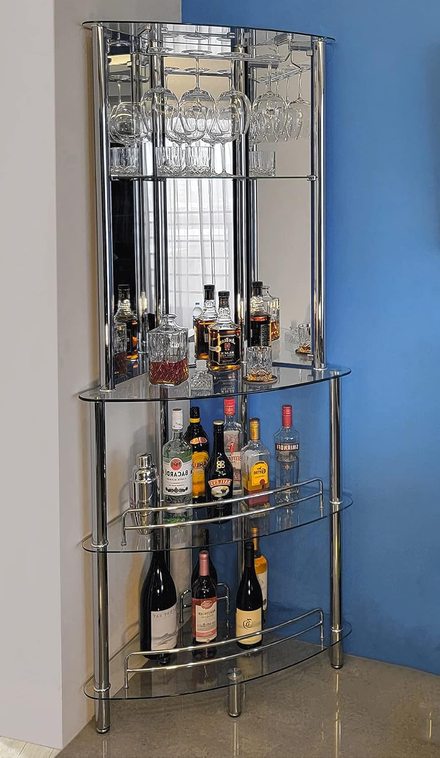 Mango Steam Contemporary Modern Home Entertainment Liquor Bar Catalina Table (Tower Bar, Clear)