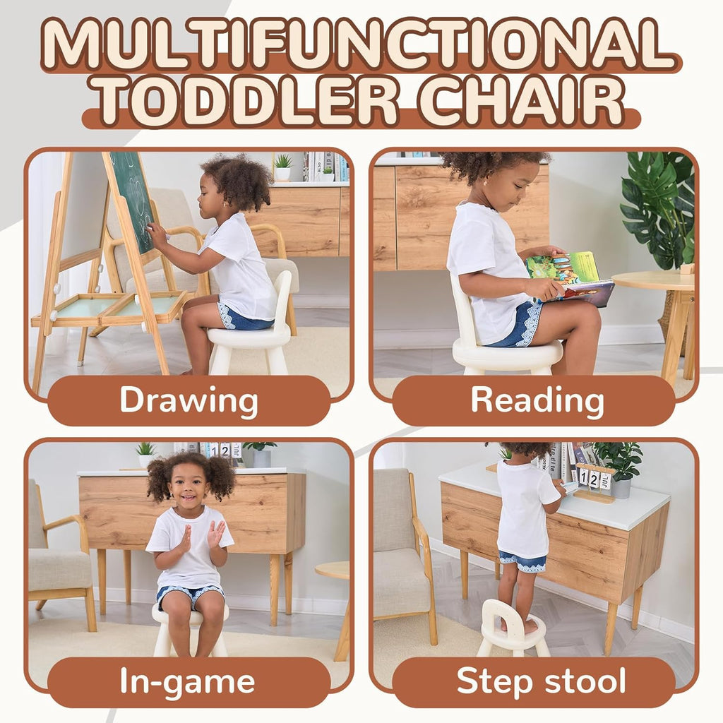 KidBloom Toddler Chair, Ergonomic Kids Chair, Durable and Sturdy Small Plastic Child Chair for Toddlers 1–3