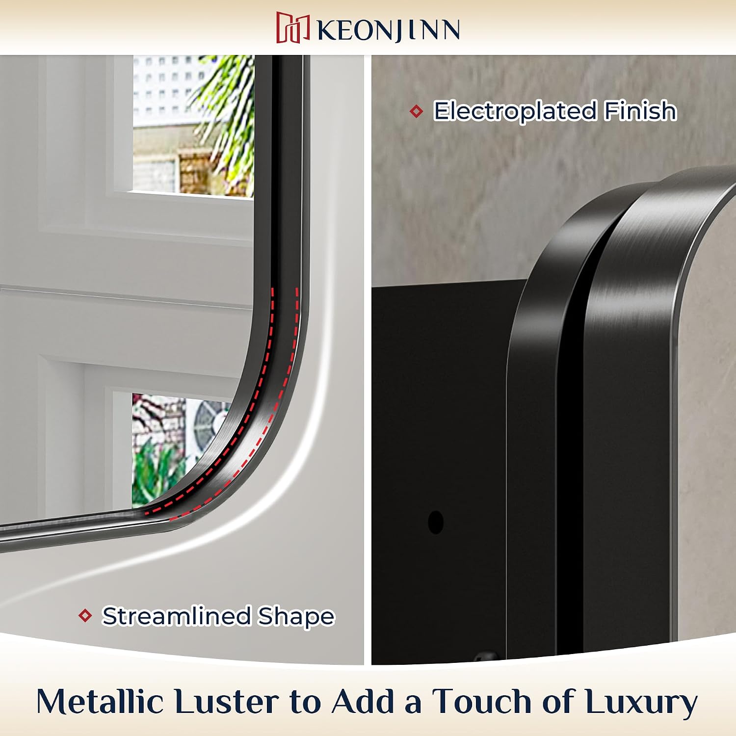 Keonjinn Black Medicine Cabinet 16 x 24 Inch, Bathroom Medicine Cabinet with Mirror, Heavy & Solid Stainless Steel Framed, Adjustable Shelves, Recessed or Wall Mount, Bathroom Mirror with Storage
