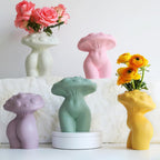 GUGUGO Mushroom Lady Body Vase for Flower, Funky Mushroom Decor, Eclectic Lady Form Butt Vases for Flowers, Unique Cute Face Head Room Decor Aesthetic for Modern Home, Gradient Head & Bronze Body