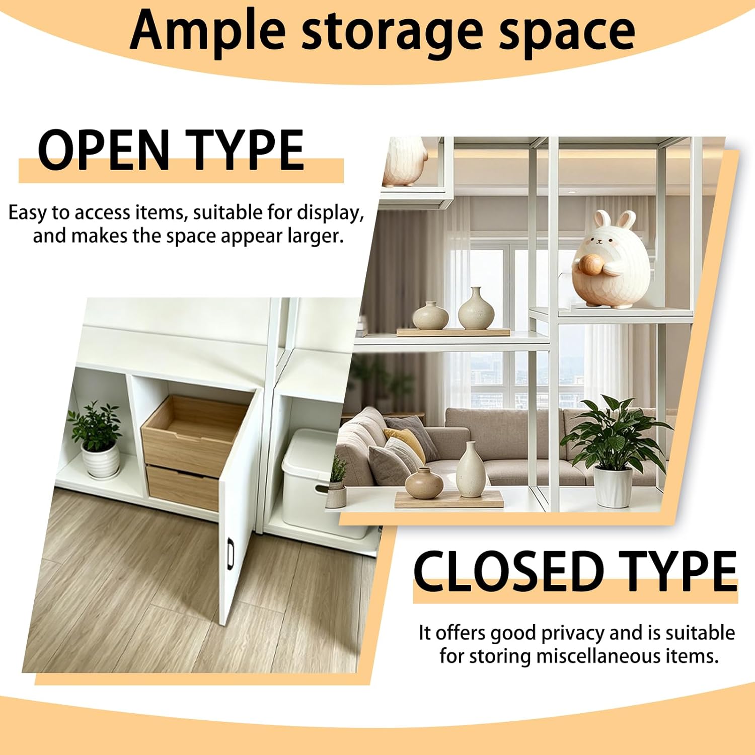 Room Divider with Shelves, Modern Open Shelf Storage Cabinet, Privacy Screens Room Partition Cabinet with Storage Shelf, Suitable for Home or Office Decoration (White, 140cm/55.1in)