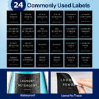 3+1+1 Pack Laundry Pods Container & Dryer Sheet Holder with Lid, 54OZ Liquid Soap Detergent Dispenser for Powder, Beads and Fabric Softener, Black Laundry Room Organization and Storage, 10 Labels