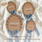 Personalized Wooden Baby Announcement Sign with Chiffon Bow - Custom Birth Stats Name Plate for Newborn Hospital Photo Prop - Nursery Wall Decor & Keepsake - 5, 6, 8, 10 Inch (05 - scalloped lace)