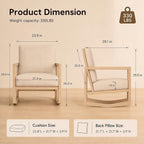 Solid Wood Rocking Chair, Upholstered Nursery Rocker with Removable Washable Cushion and Back Pillow, Comfy Armchair for Living Room, Bedroom, Reading Nook and Baby Feeding, Beige