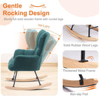 Sweetcrispy Rocking Chair, Teddy Upholstered Glider Rocker with High Backrest, Reading Chair Modern Rocking Accent Chairs Glider Chair for Living Room, Bedroom, Forest Green