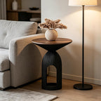 Round Accent End Table, 17.7'' Mid Century Modern Side Table, Circle Bedside Table Drink Table for Small Spaces, Living Room & Bedroom, Black