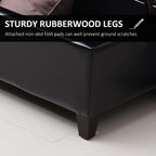 51inches Rectangular Tufted Faux Leather Storage Ottoman Black Durable Premium Comfortable Luxury Stylish Elegant Contemporary