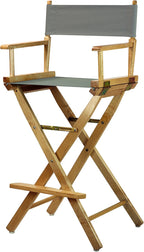 Casual Home 30" Director's Chair Natural Frame-with Grey Canvas, Bar Height