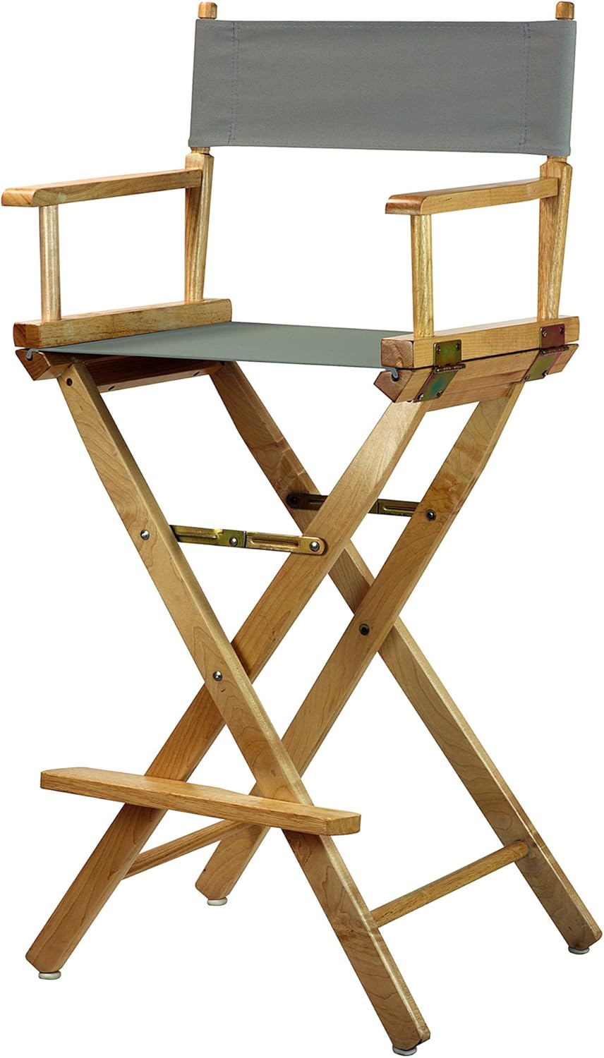 Casual Home 30" Director's Chair Natural Frame-with Grey Canvas, Bar Height