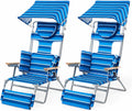 Backpack Beach Chair with Footrest, Double Shoulder Straps Folding Tanning Chair with Face & Arm Hole,Sunbathing Lounge Chair for Pool, Beach, Lawn (2Pcs, Standard)