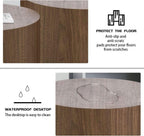 Round Coffee Table Set of 2, Nesting Coffee Table and End Table Set Wood Small Circle Drum Side Table for Living Room Office, No Assembly,Walnut
