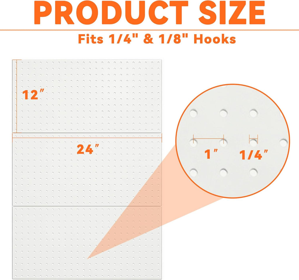 Ultrawall Metal Pegboard Panels, Pegboard Wall Organizer, Peg Boards for Garage, Tool Storage Organization, 12"X24", 3pcs, White