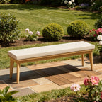 Wisteria Lane Acacia Outdoor Bench with Removable and Washable Cushion, 59" L×15.82" W Porch Bench, All-Weather Solid Wood Outside Chair for Proch Garden, Lawn