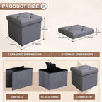 Storage Footstool, 15x15x15 inches, can Support up to 350 pounds. | Large capacity, sturdy, easy to maintain, and space-saving.