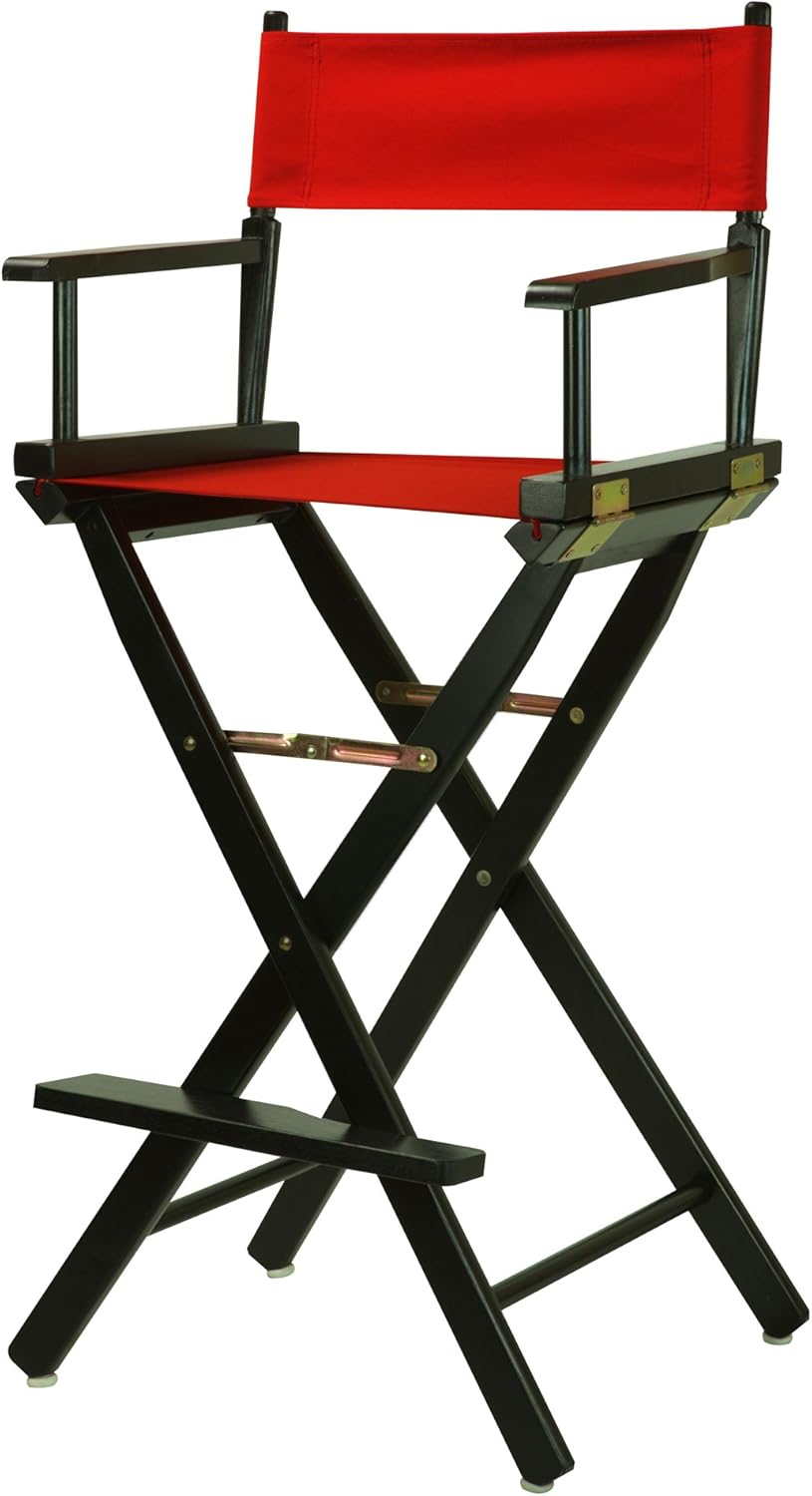 Casual Home 30" Director's Chair Black Frame-with Red Canvas, Bar Height Director Chair Replacement Canvas, Black
