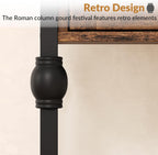Roman Column End Table with Drawer, Vintage Industrial Side Table Nightstand, Retro Brown Single Drawer & Open Shelf Accent Table for Living Room, Bedroom, Office - Sturdy Metal & MDF Construction