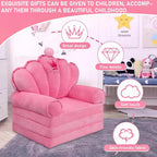 Pink Princess Toddler Couch, 2-in-1 Foldable Sofa Bed & Chair for Kids 1-5, Space-Saving for Small Rooms, Fits Multiple Spaces, Flexible Layout, Comfy Crystal Velvet, Playroom Gift