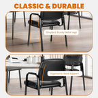 Elevon Waiting Room Chairs No Wheels Set of 2, Leather Stationary Office Reception Guest Chair with Padded Arms for Elderly Desk Conference Room Lobby Table Side Salon