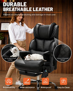 6 Points Massage Big and Tall Office Chair with Foot Rest, 500LBS Heavy Duty Desk Chair with Adjustable Lift Armrests, Ergonomic Computer Chair for Home Office, Gaming & Study，Black
