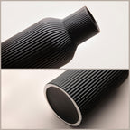 Black Ceramic Flower Vases Set of 3, Modern Matte Vertical Ribbed, Nordic Minimalist Decor for Pampas Grass, Dried & Fresh Flowers, Centerpiece for Living Room, Shelf, Entryway, Wedding
