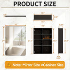 16x24 Medicine Cabinet with Mirror, Aluminum Bathroom Wall Organizer, Pre-Assembled, Center Partition for Tall Bottles, 6 Adjustable Shelves, Soft-Close, Recessed/Surface Mount, Matte Black