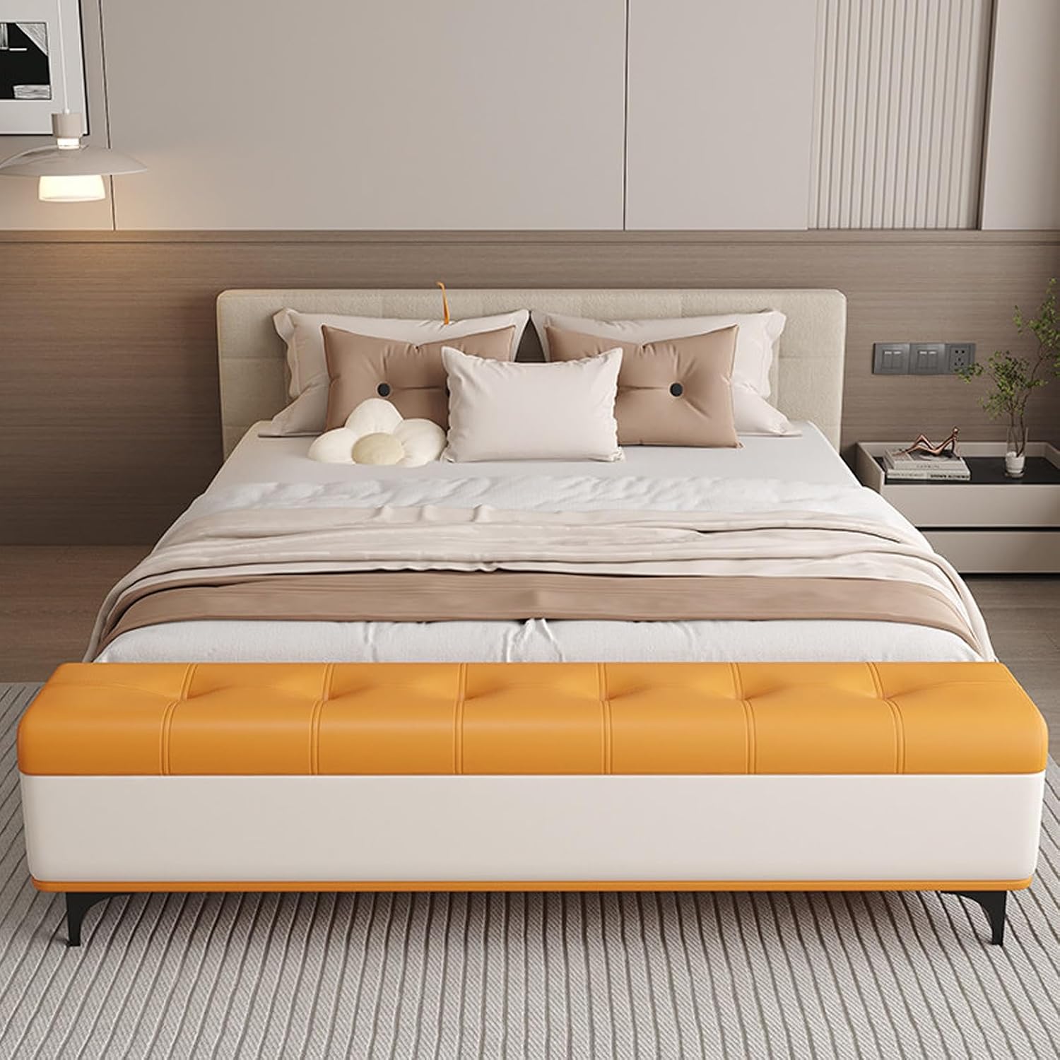 Modern Bedroom Bench with Storage Space, Hallway Seat Chest with Shoe Rack, Ultra-Narrow Gap — Slim Entryway, Living Room, and Shoe-Changing(B,80 * 35 * 45cm/31.5 * 13.8 * 17.7in)