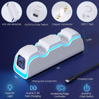 PS5 Controller Charger,PS5 Charging Dock for Dualsense Edge with 6 LED & RGB Breathing Mode,Overcharge Protection Controller Charging PlayStation 4 Accessories Cooling System 5V/2A Adapter Cable