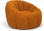 Bean Bag Chair, Large Beanbag Chairs with Filling, Bean Bag Chair with Filler, Stuffed Beanbag Chairs for Living Room (Teddy Fabric in Orange Brown, No Ottoman)
