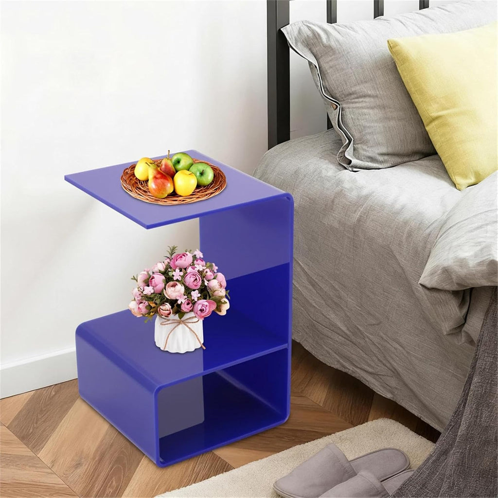 Acrylic End Table for Nightstand, 3 Tier Side Tables for Small Spaces, Bedside Table for Living Room, Bathroom, Office, Bathroom